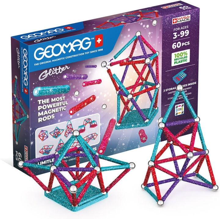 Geomag Glitter Recycled Magnetic Building Set, 60 dele i gruppen LEGETØJ, BØRN & BABY / Legetøj / Bygge legesager / Geomag hos TP E-commerce Nordic AB (C69959)