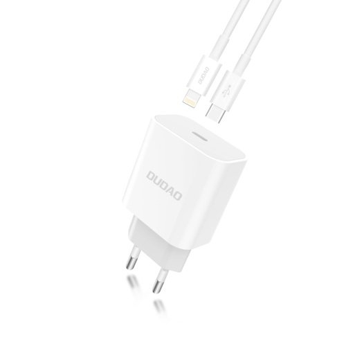 Dudao A8SEU-1M Adapter 20Watt 1xUSB-C (1m USB-C to Lightning cable included) i gruppen SMARTPHONES & TABLETS / Opladere og kabler / Vægoplader / Væg oplader Type C hos TP E-commerce Nordic AB (C70275)