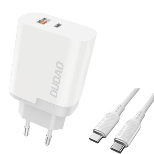 Dudao A6XSEUT Adapter 22,5Watt 1xUSB-C + 1xUSB-A (1m USB-C to USB-C cable included) i gruppen SMARTPHONES & TABLETS / Opladere og kabler / Vægoplader / Væg oplader Type C hos TP E-commerce Nordic AB (C70278)