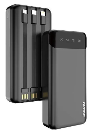 Dudao capacious powerbank with 3 built-in cables 20000mAh USB Type C + micro USB + Lightning black (Dudao K6Pro+) i gruppen SMARTPHONES & TABLETS / Opladere og kabler / Powerbanks hos TP E-commerce Nordic AB (C70285)