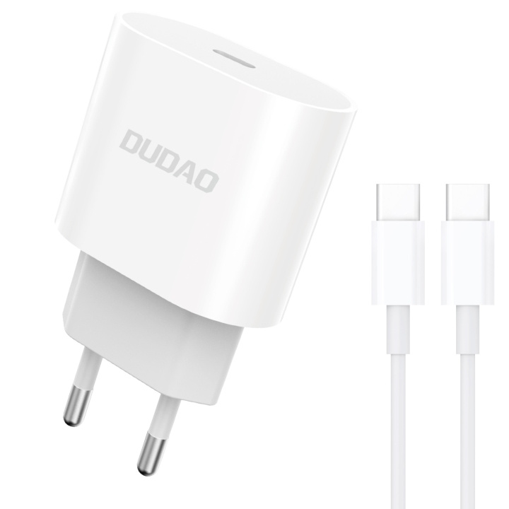 Dudao A8SEU-1M Adapter 20Watt 1xUSB-C (1m USB-C to USB-C cable included) i gruppen SMARTPHONES & TABLETS / Opladere og kabler / Vægoplader / Væg oplader Type C hos TP E-commerce Nordic AB (C70303)