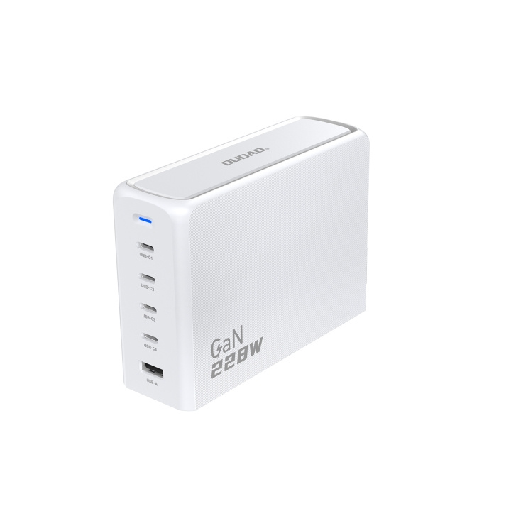 Dudao A228EU 228Watt Adapter GaN 4xUSB-C + 1xUSB-A White i gruppen SMARTPHONES & TABLETS / Opladere og kabler / Vægoplader / Væg oplader Type C hos TP E-commerce Nordic AB (C70304)