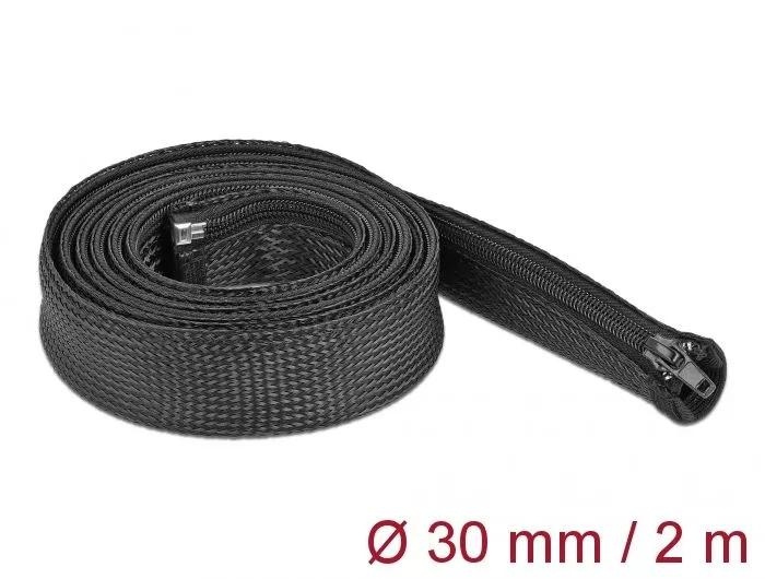 DeLOCK Braided Sleeve with zip fastener heat-resistant 2 m x 30 mm i gruppen HJEMMEELEKTRONIK / Kabler og adaptere / Kabelhåndtering hos TP E-commerce Nordic AB (C70496)