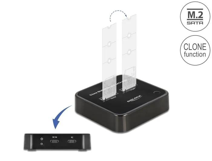 DeLOCK M.2 Docking Station for 2 x M.2 SATA SSD with Clone function i gruppen COMPUTERTILBEHØR / Bærbare computere og tilbehør / Docking stationer hos TP E-commerce Nordic AB (C70503)