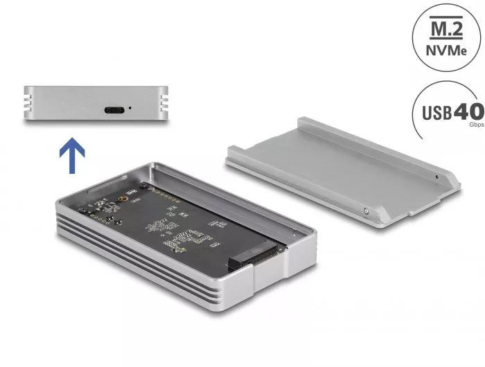 DeLOCK USB4™ 40 Gbps Enclosure for 1 x M.2 NVMe SSD - tool free i gruppen COMPUTERTILBEHØR / Computer Tilbehør / Andet hos TP E-commerce Nordic AB (C70507)