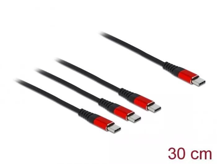 DeLOCK USB Charging Cable 3 in 1 USB Type-C to 3 x USB Type-C 30 cm i gruppen SMARTPHONES & TABLETS / Opladere og kabler / Kabler / Kabler Type C hos TP E-commerce Nordic AB (C70513)