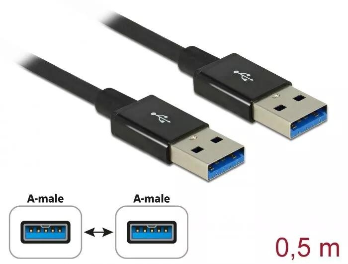 DeLOCK Cable USB 10 Gbps USB Type-A male > USB Type-A male 0.5 m i gruppen COMPUTERTILBEHØR / Kabler og adaptere / USB / USB-A / Kabler hos TP E-commerce Nordic AB (C70518)