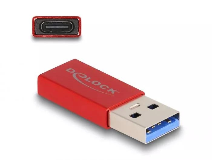 DeLOCK USB 10 Gbps USB Type-A male to USB Type-C active female red i gruppen COMPUTERTILBEHØR / Kabler og adaptere / USB / USB-A / Adaptere hos TP E-commerce Nordic AB (C70520)