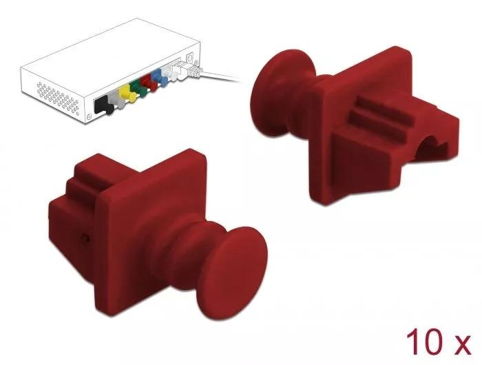 DeLOCK Dust Cover for RJ45 jack 10 pieces red i gruppen COMPUTERTILBEHØR / Kabler og adaptere / Netværkskabler / Adaptere og samlemuffer hos TP E-commerce Nordic AB (C70525)