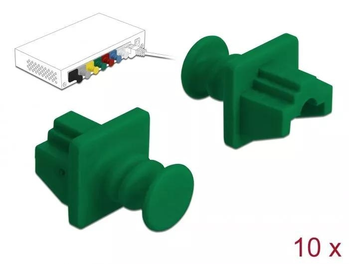 DeLOCK Dust Cover for RJ45 jack 10 pieces green i gruppen COMPUTERTILBEHØR / Kabler og adaptere / Netværkskabler / Adaptere og samlemuffer hos TP E-commerce Nordic AB (C70527)