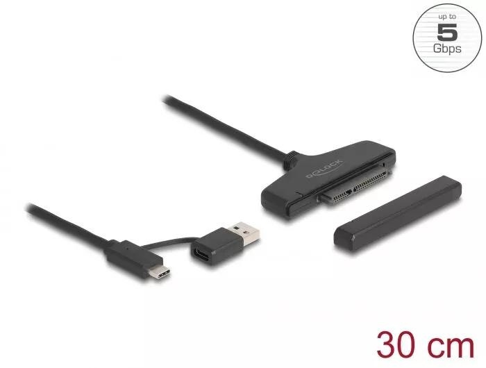 DeLOCK USB to SATA 6 Gb/s Converter with USB Type-C™ or USB Type-A i gruppen COMPUTERTILBEHØR / Kabler og adaptere / Øvrige computer kabler hos TP E-commerce Nordic AB (C70529)