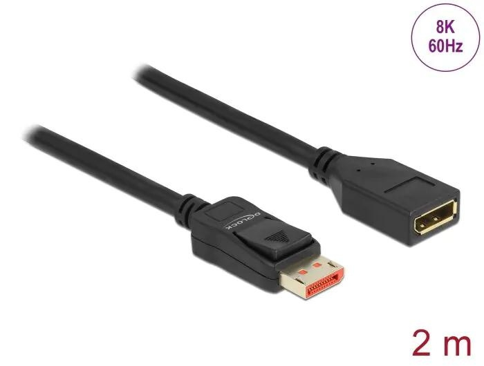 DeLOCK DisplayPort extension cable 8K 60 Hz 2 m i gruppen COMPUTERTILBEHØR / Kabler og adaptere / DisplayPort / Kabler hos TP E-commerce Nordic AB (C70533)