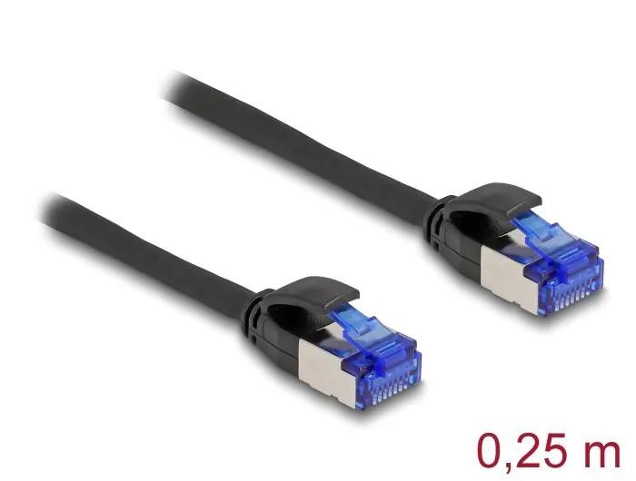 DeLOCK RJ45 Network Cable Cat.6A S/FTP Slim 0.25 m black i gruppen COMPUTERTILBEHØR / Kabler og adaptere / Netværkskabler / Cat6 hos TP E-commerce Nordic AB (C70534)