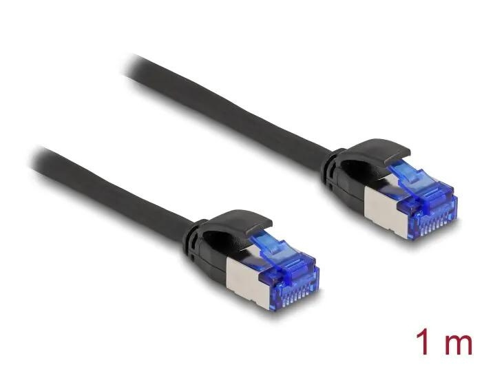 DeLOCK RJ45 Network Cable Cat.6A S/FTP Slim 1 m black i gruppen COMPUTERTILBEHØR / Kabler og adaptere / Netværkskabler / Cat6 hos TP E-commerce Nordic AB (C70536)