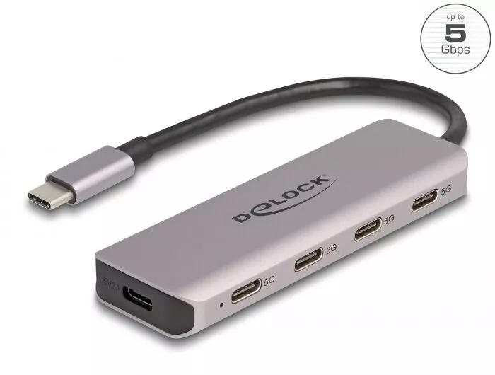 DeLOCK USB 5 Gbps 4 Port USB Type-C™ Hub with USB Type-C™ connector i gruppen COMPUTERTILBEHØR / Computer Tilbehør / USB-hubs hos TP E-commerce Nordic AB (C70541)