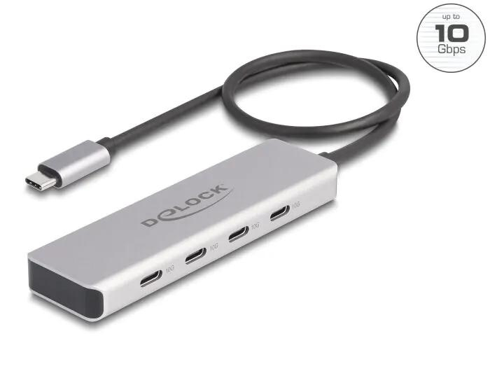 DeLOCK USB 10 Gbps USB Type-C™ Hub with 4 x USB Type-C™ female i gruppen COMPUTERTILBEHØR / Computer Tilbehør / USB-hubs hos TP E-commerce Nordic AB (C70542)