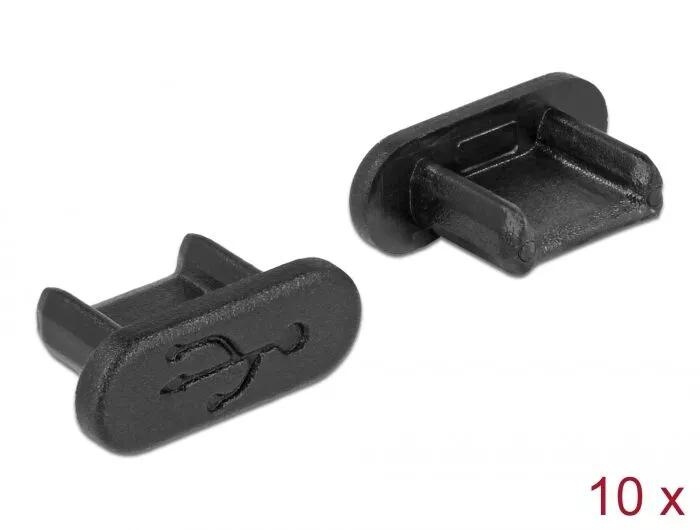 DeLOCK Dust Cover for USB 2.0 Micro-B female grip 10 pieces black i gruppen COMPUTERTILBEHØR / Kabler og adaptere / USB / Micro-USB / Adaptere hos TP E-commerce Nordic AB (C70543)