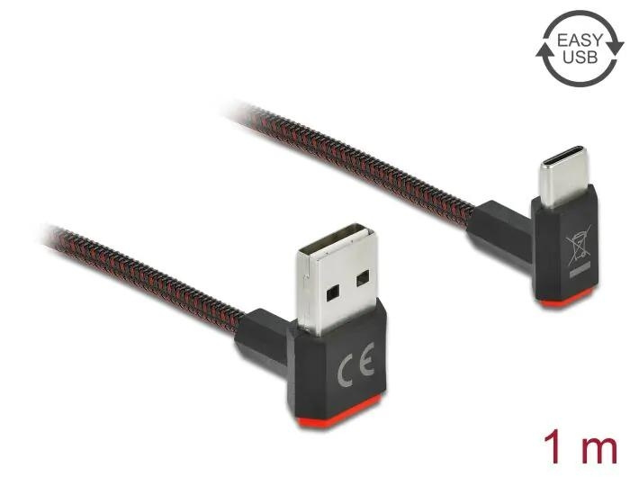 DeLOCK EASY-USB 2.0 Type-A male to USB Type-C™ male up / down 1 m i gruppen COMPUTERTILBEHØR / Kabler og adaptere / USB / USB-A / Kabler hos TP E-commerce Nordic AB (C70554)