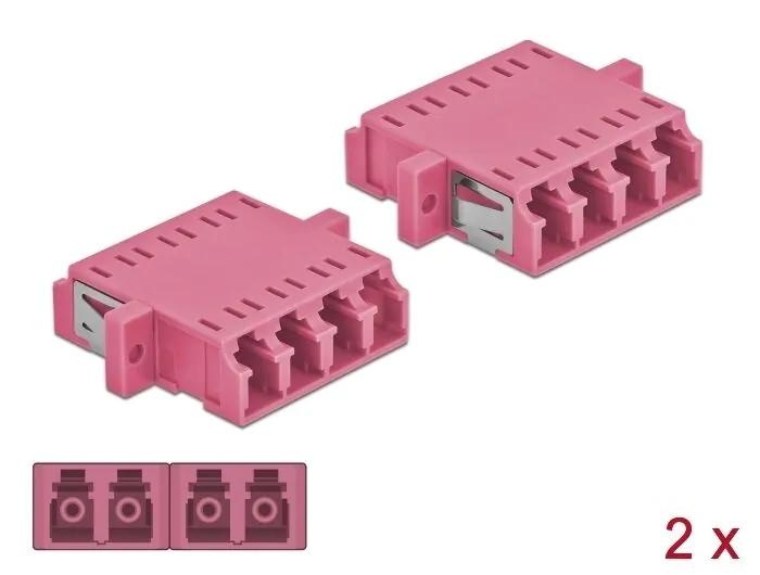 DeLOCK Optical Fiber Coupler LC Quad f to LC Quad f MM 2 pcs i gruppen COMPUTERTILBEHØR / Kabler og adaptere / Netværkskabler / Adaptere og samlemuffer hos TP E-commerce Nordic AB (C70560)