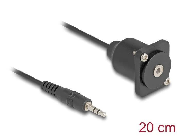 DeLOCK D-Type Cable 3.5 mm 3 pin Stereo jack male to female 20 cm i gruppen HJEMMEELEKTRONIK / Kabler og adaptere / Audio Analog / Adaptere hos TP E-commerce Nordic AB (C70561)