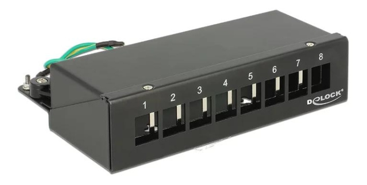 DeLOCK Patch panel, 8 ports, for keystone modules, shielded, black i gruppen COMPUTERTILBEHØR / Kabler og adaptere / Netværkskabler / Adaptere og samlemuffer hos TP E-commerce Nordic AB (C70580)