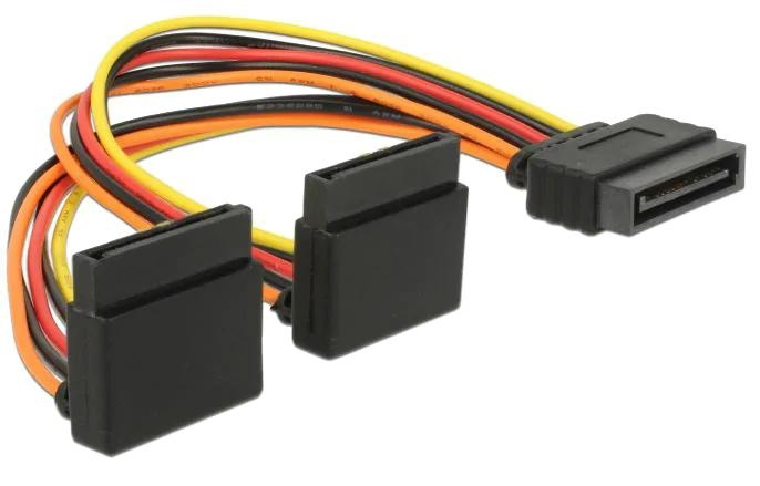 DeLOCK Cable SATA 15 pin power plug w/ latching function>2xSATA i gruppen COMPUTERTILBEHØR / Kabler og adaptere / Interne / SATA hos TP E-commerce Nordic AB (C70586)