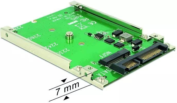 DeLOCK 2.5″ Converter SATA 22 pin > 1 x M.2 key B - 7 mm i gruppen COMPUTERTILBEHØR / Computerkomponenter / Harddiske / Adaptere og tilbehør hos TP E-commerce Nordic AB (C70600)