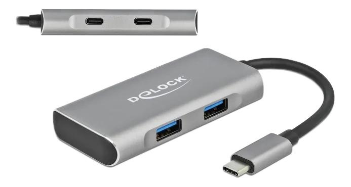 DeLOCK External USB 3.2 Gen 2 USB Type-C Hub 2 x USBA and 2 x USBC i gruppen COMPUTERTILBEHØR / Computer Tilbehør / USB-hubs hos TP E-commerce Nordic AB (C70609)