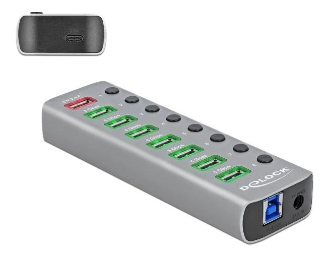 DeLOCK USB3.2 Gen1 Hub 7 Ports 1Fast Charging Port 1USBC PD 3 Port i gruppen COMPUTERTILBEHØR / Computer Tilbehør / USB-hubs hos TP E-commerce Nordic AB (C70610)