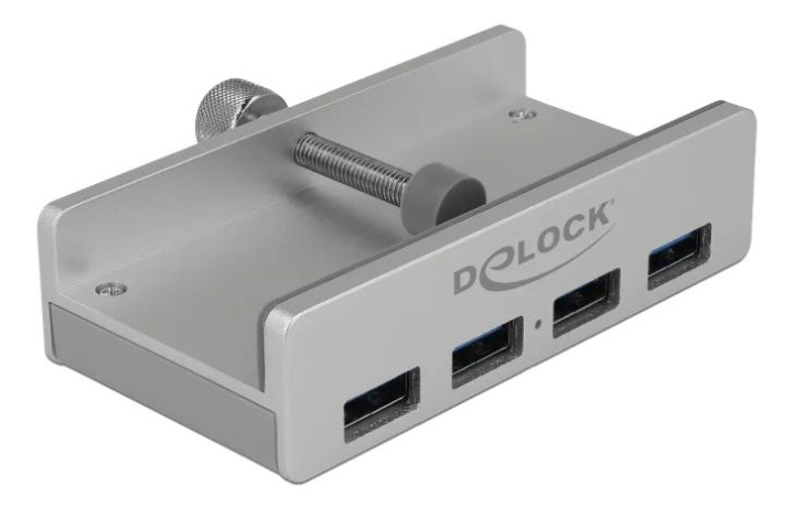 DeLOCK External USB 3.0 4 Port Hub with Locking Screw, silver i gruppen COMPUTERTILBEHØR / Computer Tilbehør / USB-hubs hos TP E-commerce Nordic AB (C70618)