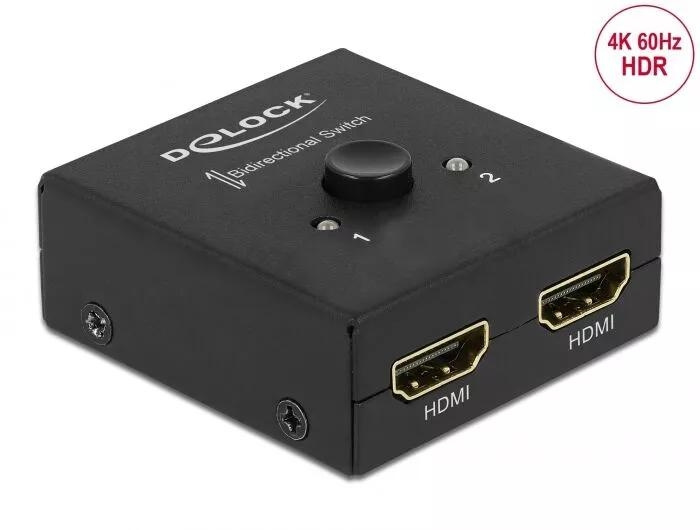 DeLOCK 64072 HDMI 2 - 1-Switch dubbelriktad 4K 60 Hz kompakt, svart i gruppen HJEMMEELEKTRONIK / Kabler og adaptere / HDMI / Adaptere hos TP E-commerce Nordic AB (C70619)