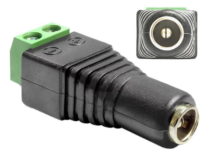 DeLOCK Adapter DC 5.5 x 2.1 mm female > Terminal Block 2 pin i gruppen HJEM, HUS & HAVE / Elektricitet & Belysning / El-installation / Tilbehør hos TP E-commerce Nordic AB (C70627)