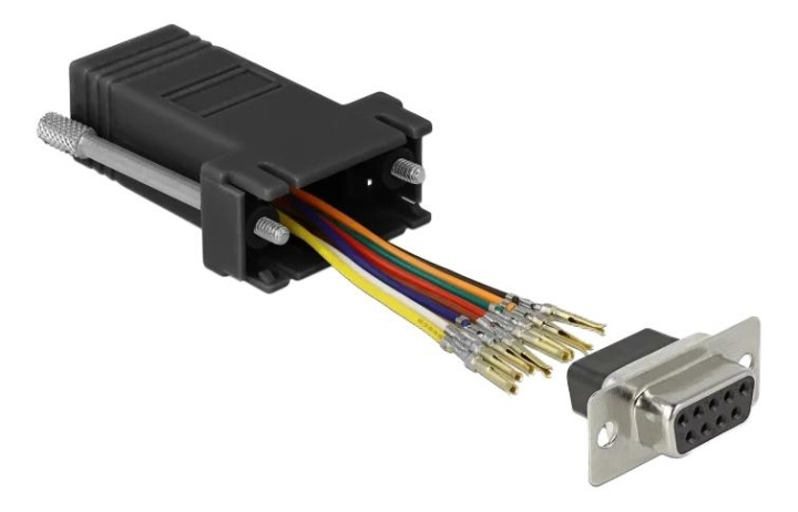 DeLOCK Adapter D-Sub 9 pin female to RJ45 female Assembly Kit black i gruppen COMPUTERTILBEHØR / Kabler og adaptere / Netværkskabler / Adaptere og samlemuffer hos TP E-commerce Nordic AB (C70643)