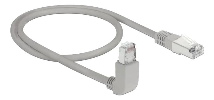 DeLOCK Network cable RJ45 Cat.6A S/FTP upwards angled/straight 0.5m i gruppen COMPUTERTILBEHØR / Kabler og adaptere / Netværkskabler / Cat6 hos TP E-commerce Nordic AB (C70684)