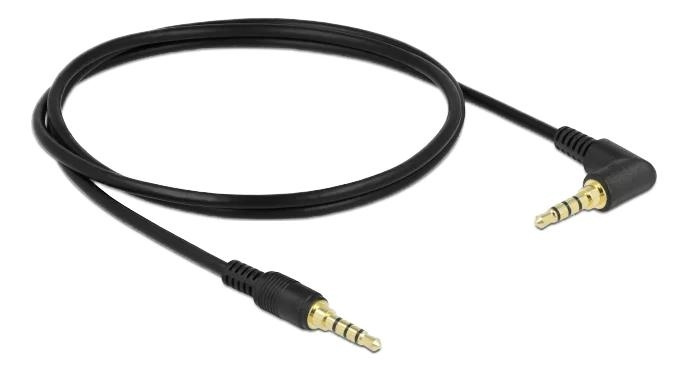 DeLOCK Stereo jack cable 3.5 mm 4 pin male > male angled 1 m black i gruppen HJEMMEELEKTRONIK / Kabler og adaptere / Audio Analog / 3.5 mm hos TP E-commerce Nordic AB (C70711)