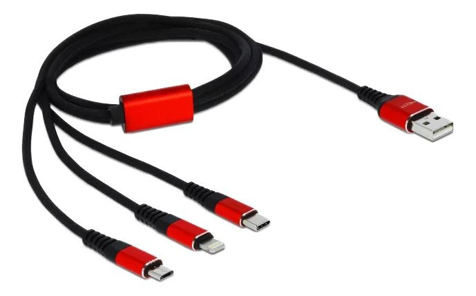 DeLOCK USB Charging Cable 3in1 Lightning/MicroUSB/USB TypeC 1m i gruppen SMARTPHONES & TABLETS / Opladere og kabler / Kabler / Kabler Lightning hos TP E-commerce Nordic AB (C70727)