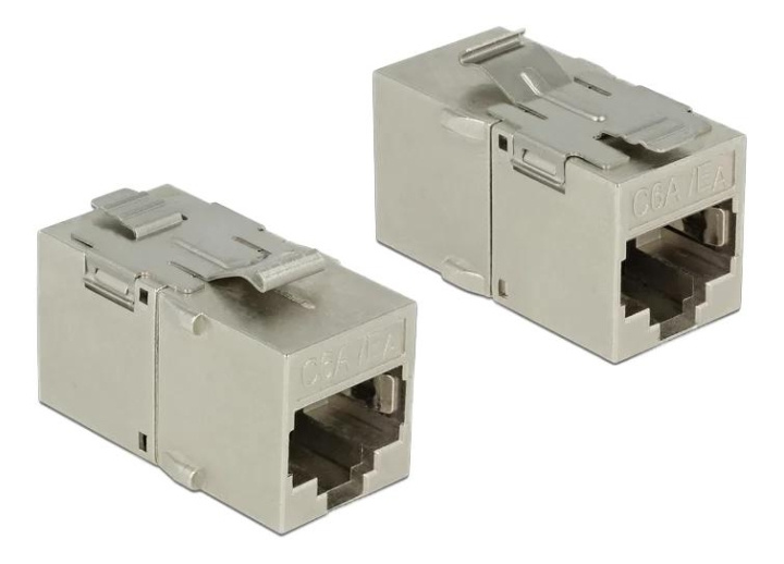 DeLOCK Keystone Module RJ45 jack > RJ45 jack Cat.6A metal i gruppen COMPUTERTILBEHØR / Kabler og adaptere / Netværkskabler / Adaptere og samlemuffer hos TP E-commerce Nordic AB (C70759)