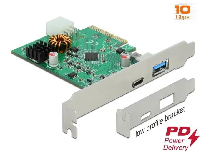 DeLOCK PCI Express x4 Card>1xext USB TypeC PD + 1xext USB TypeA i gruppen COMPUTERTILBEHØR / Netværk / Netværkskort / PCI Express hos TP E-commerce Nordic AB (C70787)