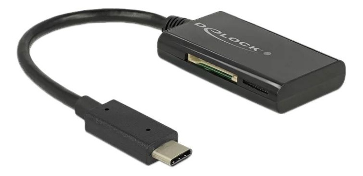 DeLOCK USB 3.1 Gen 1 Card Reader, USB-C male, 4 Slots, black i gruppen HJEMMEELEKTRONIK / Lagringsmedier / Hukommelseskortlæser hos TP E-commerce Nordic AB (C70793)