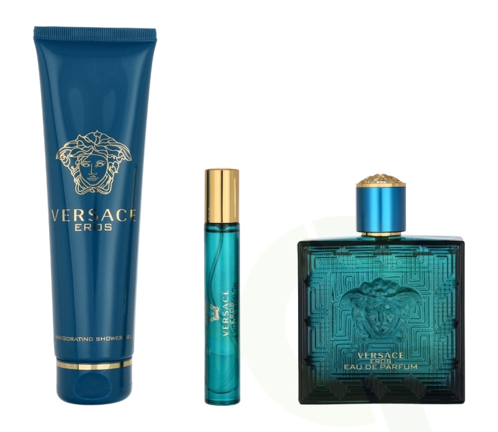 Versace Eros Pour Homme Giftset 260 ml Edp Spray 100ml/Shower Gel 150ml/Edp Spray 10ml i gruppen SKØNHED & HELSE / Gaveæske / Gaveæske til ham hos TP E-commerce Nordic AB (C70945)