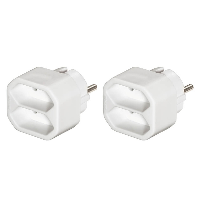 Hama Socket 2-way Adapter Double Pack White i gruppen HJEM, HUS & HAVE / Elektricitet & Belysning / Stikdåse hos TP E-commerce Nordic AB (C71151)