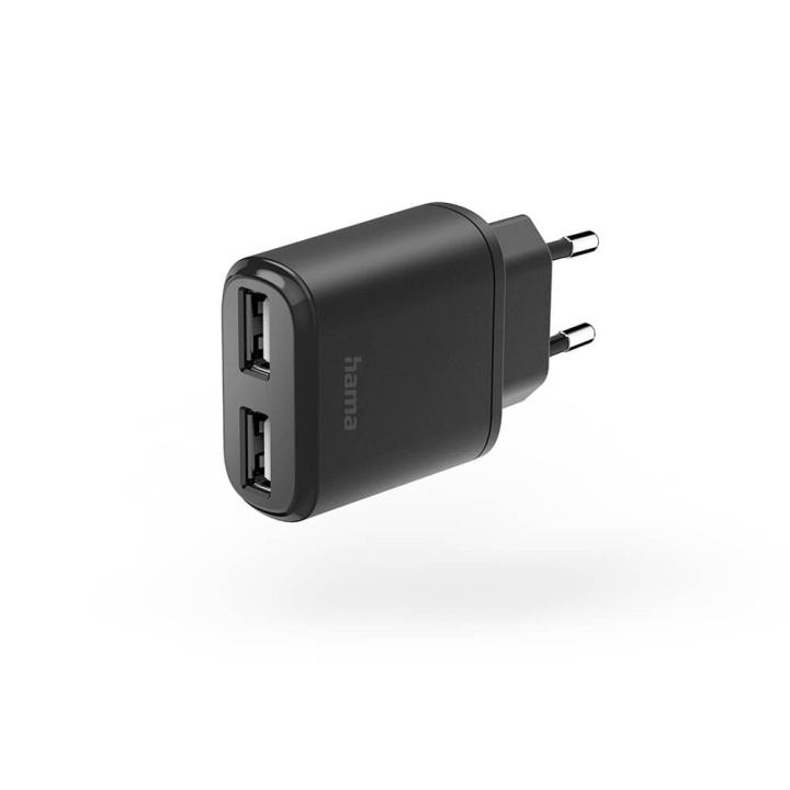 Hama Oplader 2xUSB-A 12W Sort i gruppen SMARTPHONES & TABLETS / Opladere og kabler / Vægoplader / Vægoplader USB hos TP E-commerce Nordic AB (C71156)