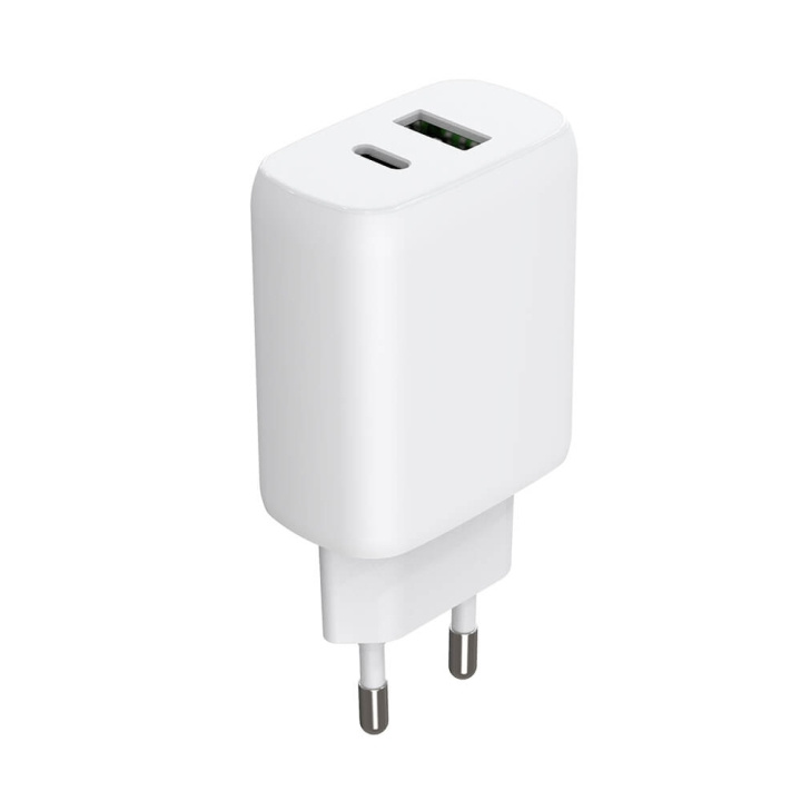 GEAR Oplader 220V 1xUSB-C + 1xUSB-A PD/PPS 30W + 18W QC Hvid i gruppen SMARTPHONES & TABLETS / Opladere og kabler / Vægoplader / Vægoplader USB hos TP E-commerce Nordic AB (C71366)