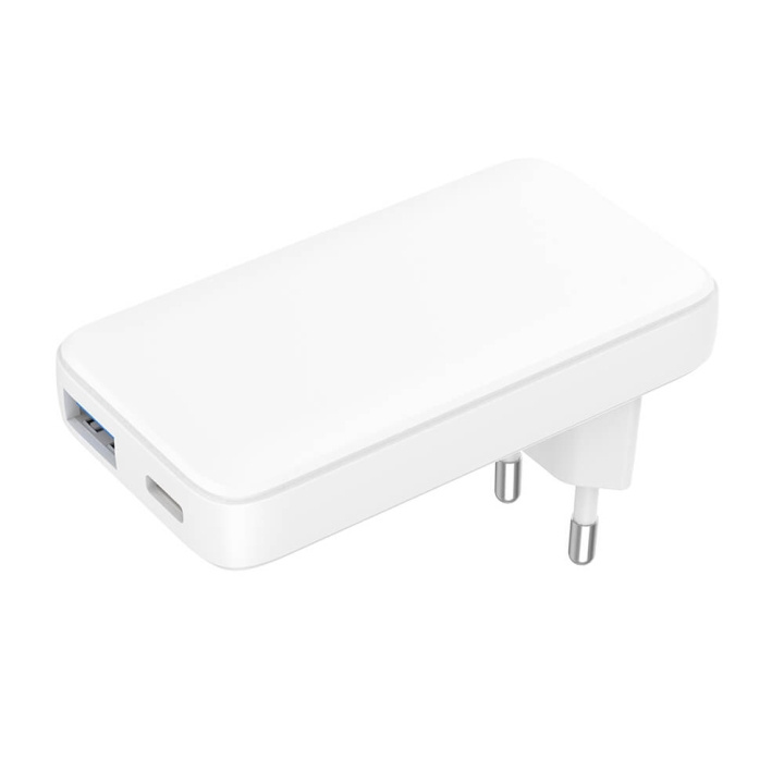 GEAR Oplader 220V 1xUSB-C+1xUSB-A PD/PPS 36W+QC 18W GaN Hvid i gruppen SMARTPHONES & TABLETS / Opladere og kabler / Vægoplader / Væg oplader Type C hos TP E-commerce Nordic AB (C71369)