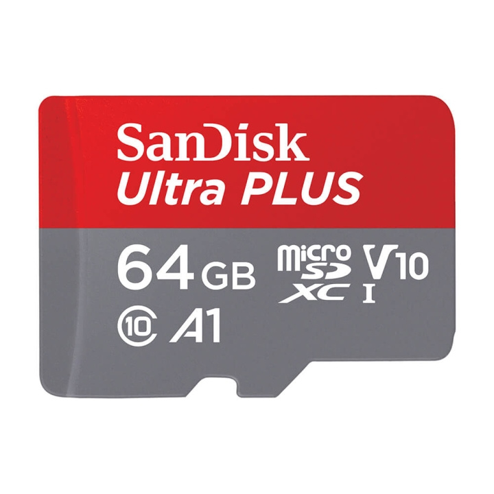 SanDisk MicroSDXC Ultra Plus 64GB 150MB/s A1 C10 UHS-1 i gruppen HJEMMEELEKTRONIK / Lagringsmedier / Hukommelseskort / MicroSD/HC/XC hos TP E-commerce Nordic AB (C71480)