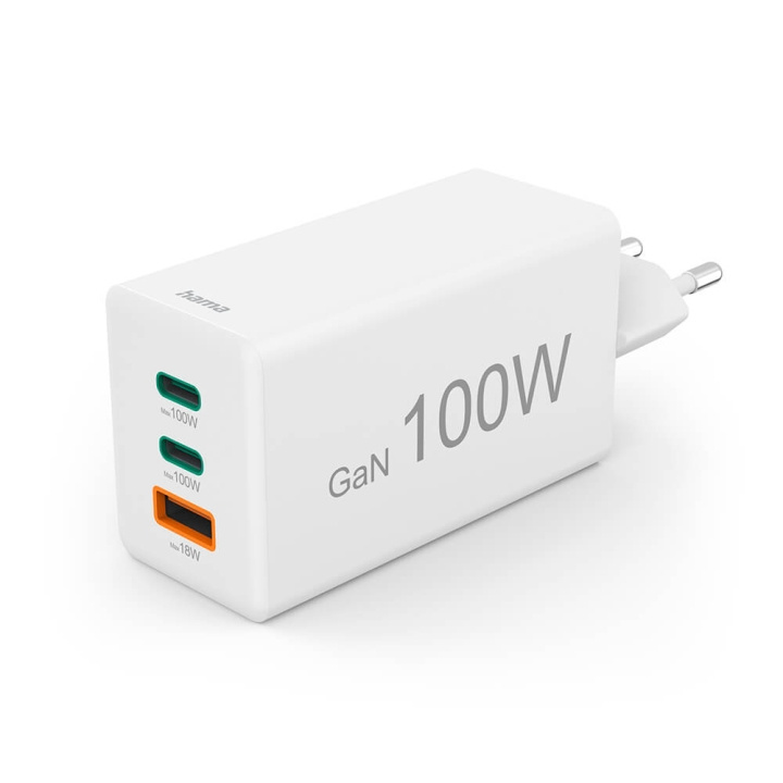 Hama Oplader 2x USB-C 1x USB-A GaN 100W Vit i gruppen SMARTPHONES & TABLETS / Opladere og kabler / Vægoplader / Væg oplader Type C hos TP E-commerce Nordic AB (C71551)