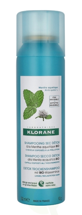 Klorane Detox Dry Shampoo With Organic Aquatic Mint 150 ml i gruppen SKØNHED & HELSE / Hår og styling / Hårpleje / Tør shampoo hos TP E-commerce Nordic AB (C71916)