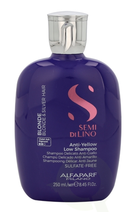 Alfaparf Semi Di Lino Anti-Yellow Low Shampoo 250 ml i gruppen SKØNHED & HELSE / Hår og styling / Hårpleje / Hårfarve / Sølv shampoo hos TP E-commerce Nordic AB (C73064)