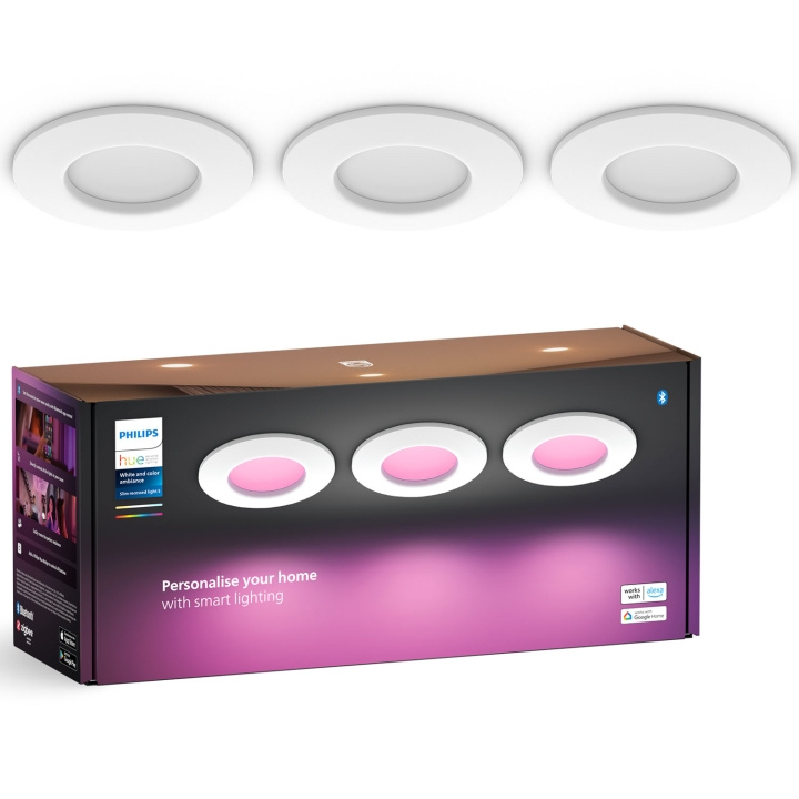 Philips Hue Slim Downlight S 90mm White and Color Ambiance Vit 3-pack i gruppen HJEMMEELEKTRONIK / Lys / Loftslamper hos TP E-commerce Nordic AB (C74715)