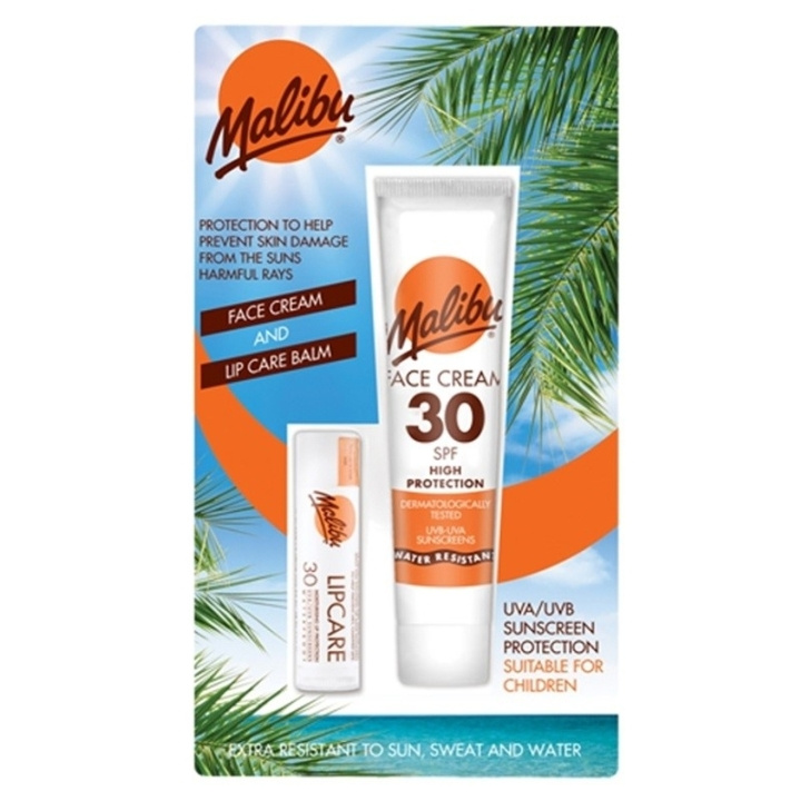 Malibu Sun Face Cream & Lipbalm SPF30 Blister Duo i gruppen SKØNHED & HELSE / Hudpleje / Tanning / Solbeskyttelse hos TP E-commerce Nordic AB (C74747)